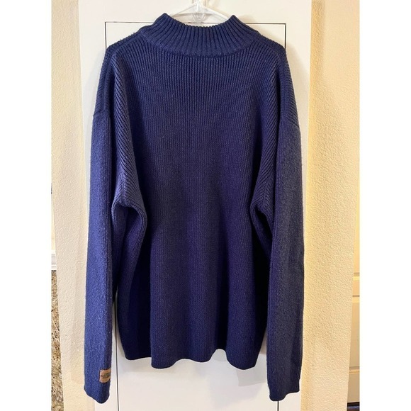 Vintage Men’s The North Face Chunky Knit 1/4 Zip Wool Sweater Size XL Blue Y2K - Picture 2 of 5